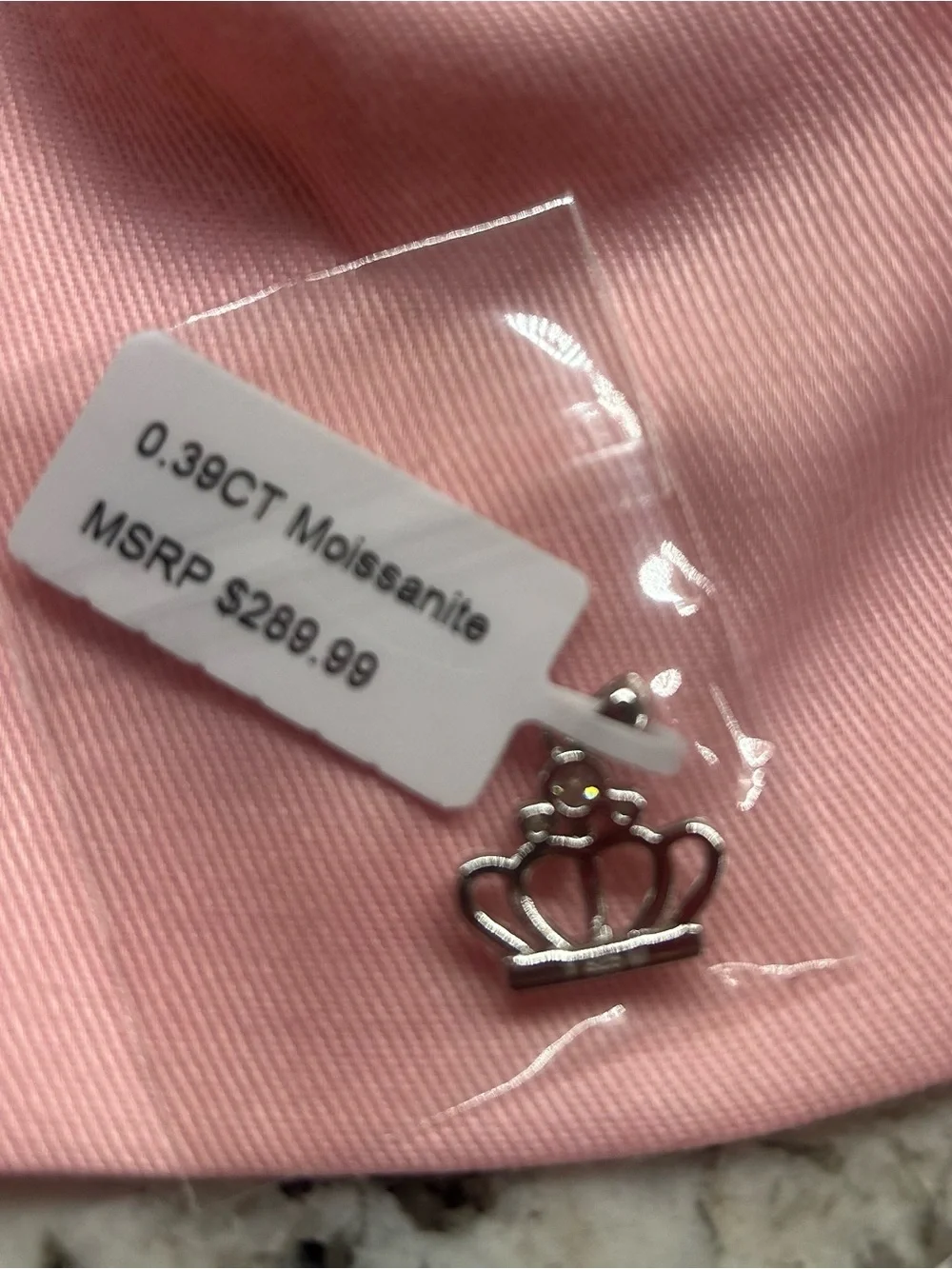 Sparkling Crown Moissanite Charm - Sterling Silver